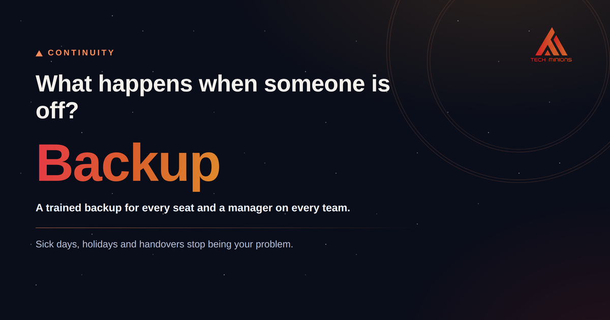 What happens when someone is off? Backup. A trained backup for every seat and a manager on every team.